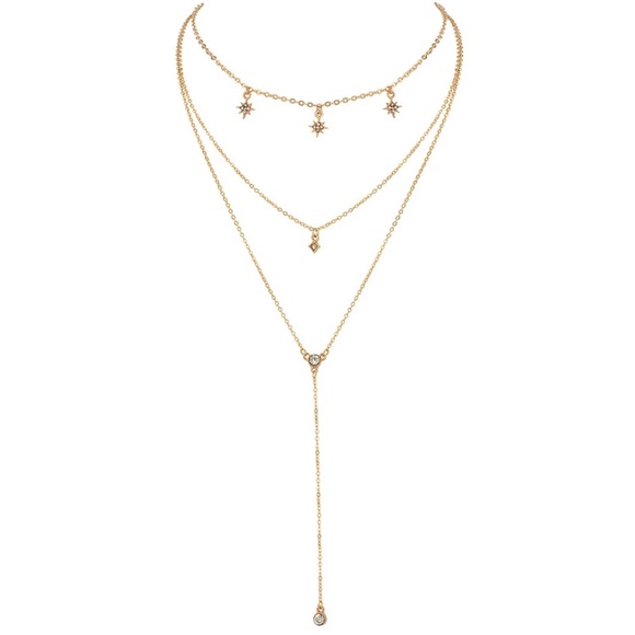 New Gold Star Layered Necklace - Picture 6 of 6